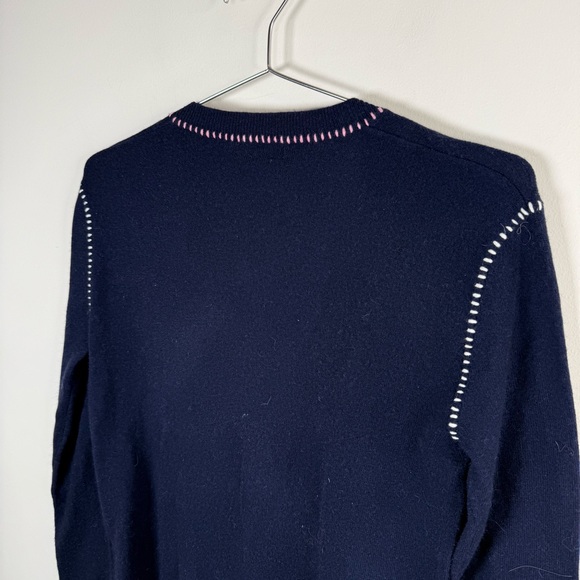 Johnny Was Navy Carter V-Neck Pullover Wool Cashmere Sweater - Picture 4 of 8